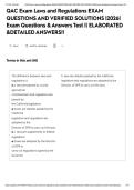 QAC Exam Laws and Regulations EXAM QUESTIONS AND VERIFIED SOLUTIONS &vert;2026&vert; Exam Questions & Answers Test &vert;&vert; ELABORATED &DETAILED ANSWERS&excl;&excl;&NewLine;&NewLine;