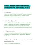 POLICE SERGEANT EXAM REVIEW FULL &NewLine;QUESTIONS AND VERIFIED SOLUTIONS 