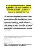 INTUIT ACADEMY TAX LEVEL 1 EXAM &NewLine;QUESTION BANK 2026 QUESTIONS & &NewLine;VERIFIED ANSWERS &plus; RATIONALES  &NewLine;GRADED A&plus; GUARANTEED PASS
