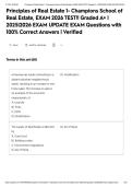 Principles of Real Estate 1- Champions School of Real Estate&comma; EXAM 2026 TEST&excl;&excl; Graded A&plus; &vert; 2025&vert;2026 EXAM UPDATE EXAM Questions with 100&percnt; Correct Answers &vert; Verified&NewLine;&NewLine;