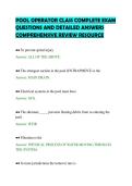 POOL OPERATOR CLASS COMPLETE EXAM &NewLine;QUESTIONS AND DETAILED ANSWERS &NewLine;COMPREHENSIVE REVIEW RESOURCE