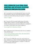 POOL OPERATOR CLASS FINAL EXAM &NewLine;QUESTIONS AND DETAILED SOLUTIONS &NewLine;COMPLETE PREPARATION GUIDE