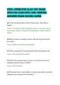 POOL OPERATOR CLASS TEST BANK &NewLine;UPDATED QUESTIONS AND VERIFIED &NewLine;ANSWERS EXAM SUCCESS GUIDE 
