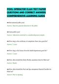 POOL OPERATOR CLASS TEST PAPER &NewLine;QUESTIONS AND CORRECT ANSWERS &NewLine;COMPREHENSIVE LEARNING GUIDE 
