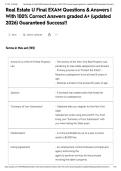 Real Estate U Final EXAM Questions & Answers &vert; With 100&percnt; Correct Answers graded A&plus; &lpar;updated 2026&rpar; Guaranteed Success&excl;&excl;&NewLine;&NewLine;