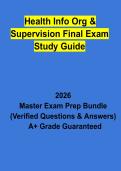 Health Information Organization & Supervision Final Exam Study Guide &vert; Questions&comma; Answers & Comprehensive Review