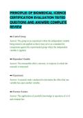 PRINCIPLES OF BIOMEDICAL SCIENCE &NewLine;CERTIFICATION EVALUATION TESTED &NewLine;QUESTIONS AND ANSWERS COMPLETE &NewLine;REVIEW 