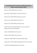 Dental Materials Final Exam OSCE Questions with Correct Answers 2026