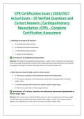 CPR Certification Exam &vert; 2026&sol;2027 Actual Exam &ndash; 50 Verified Questions and Correct Answers &vert; Cardiopulmonary Resuscitation &lpar;CPR&rpar; &ndash; Complete Certification Assessment