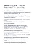 Clinical Immunology Final Exam Questions with Correct Answers&NewLine;&NewLine;