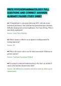 PRITE PSYCHOPHARMACOLOGY FULL &NewLine;QUESTIONS AND CORRECT ANSWERS &NewLine;ALREADY PASSED STUDY SHEET 