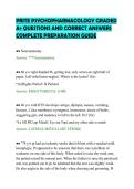 PRITE PSYCHOPHARMACOLOGY GRADED &NewLine;A&plus; QUESTIONS AND CORRECT ANSWERS &NewLine;COMPLETE PREPARATION GUIDE 