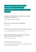 PRIVATE PESTICIDE APPLICATORS &NewLine;ACTUAL TEST QUESTIONS WITH &NewLine;COMPLETE SOLUTION PREMIUM REVIEW &NewLine;CONTENT 