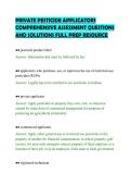 PRIVATE PESTICIDE APPLICATORS &NewLine;COMPREHENSIVE ASSESSMENT QUESTIONS &NewLine;AND SOLUTIONS FULL PREP RESOURCE 
