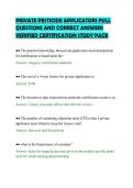 PRIVATE PESTICIDE APPLICATORS FULL &NewLine;QUESTIONS AND CORRECT ANSWERS &NewLine;VERIFIED CERTIFICATION STUDY PACK