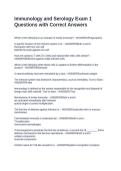 Immunology and Serology Exam 1 Questions with Correct Answers&NewLine;&NewLine;