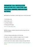 PROMETRIC CNA CERTIFICATION &NewLine;EVALUATION FULL QUESTIONS AND &NewLine;SOLUTIONS VERIFIED PREPARATION &NewLine;MATERIAL 