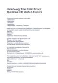 Immunology Final Exam Review Questions with Verified Answers&NewLine;&NewLine;