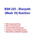 BSN 225 Sherpath Week 10 Nutrition Study Guide 2026&ndash;2027 &vert; Nursing Nutrition Review & Exam Prep