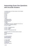 Immunology Exam One Questions with Accurate Answers&NewLine;&NewLine;