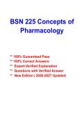 BSN 225 Concepts of Pharmacology Study Guide 2026&ndash;2027 &vert; Nursing Pharmacology Review & Exam Prep