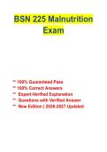 BSN 225 Malnutrition Study Guide 2026&ndash;2027 &vert; Nursing Nutrition Review & Exam Prep
