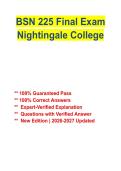 BSN 225 Nightingale College Study Guide 2026&ndash;2027 &vert; Nursing Exam Review&comma; Practice Questions & Prep
