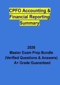 CPFO Accounting & Financial Reporting Summary Exam 2 Study Guide &vert; Practice Questions&comma; Answers & Certification Review