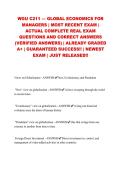 WGU C211 &mdash; GLOBAL ECONOMICS FOR MANAGERS &vert; MOST RECENT EXAM &vert; ACTUAL COMPLETE REAL EXAM QUESTIONS AND CORRECT ANSWERS &lpar;VERIFIED ANSWERS&rpar; &vert; ALREADY GRADED A&plus; &vert; GUARANTEED SUCCESS&excl;&excl; &vert; NEWEST EXAM &vert; JUST RELEASED&excl;&excl;