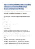 AQA A-Level Biology 7402&sol;2 Paper 2 Exam Actual 2025 with Detailed Rationales &vert; Complete Exam-Style Questions &vert; Pass Guaranteed &ndash; A&plus; Graded
