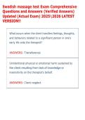 Swedish massage test Exam Comprehensive &NewLine;Questions and Answers &lpar;Verified Answers&rpar; &NewLine;Updated &lpar;Actual Exam&rpar; 20252026 LATEST &NewLine;VERSION&excl;&excl; 