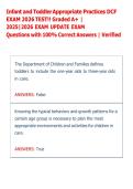 Infant and Toddler Appropriate Practices DCF &NewLine;EXAM 2026 TEST&excl;&excl; Graded A&plus; &vert; &NewLine;2025&vert;2026 EXAM UPDATE EXAM &NewLine;Questions with 100&percnt; Correct Answers &vert; Verified