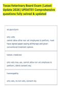 Texas Veterinary Board Exam &lpar;Latest &NewLine;Update 2026&rpar; UPDATE&excl;&excl; Comprehensive &NewLine;questions fully solved & updated