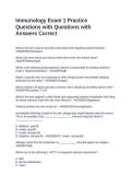 Immunology Exam 1 Practice Questions with Questions with Answers Correct