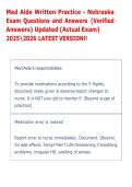 Med Aide Written Practice - Nebraska &NewLine;Exam Questions and Answers &lpar;Verified &NewLine;Answers&rpar; Updated &lpar;Actual Exam&rpar; &NewLine;20252026 LATEST VERSION&excl;&excl; 