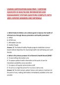 CAHIMS CERTIFICATION EXAM PREP &sol; CERTIFIED ASSOCIATE IN HEALTHCARE INFORMATION AND MANAGEMENT SYSTEMS QUESTIONS COMPLETE WITH 100&percnt; VERIFIED ANSWERS AND RATIONALE 