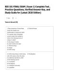 BIO 101 Final Exam &lpar;Exam 1&rpar; Questions and Answers &lpar;2026&rpar; &vert; Complete Practice Test &vert; Verified Answer Key &vert; Latest Study Guide