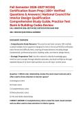 Fall Semester 2026&ndash;2027 NCIDQ Certification Exam Prep &vert; 200&plus; Verified Questions & Answers &vert; National Council for Interior Design Qualification Comprehensive Study Guide&comma; Practice Test Bank & Building Codes Review