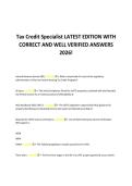 Tax Credit Specialist LATEST EDITION WITH &NewLine;CORRECT AND WELL VERIFIED ANSWERS &NewLine;2026&excl; 