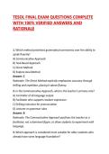 TESOL FINAL EXAM QUESTIONS COMPLETE WITH 100&percnt; VERIFIED ANSWERS AND RATIONALE 