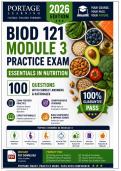 BIOD 121 Module 3 Practice Exam Essentials in Nutrition &vert; &NewLine;Portage Learning 100 Questions with Correct Answers & &NewLine;Rationales 2026 Edition