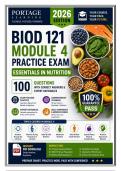 BIOD 121 Module 4 Practice Exam Essentials in Nutrition  &NewLine;Portage Learning 100 Questions with Correct Answers & Expert &NewLine;Rationales 2026 Edition