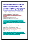 Florida Asbestos Supervisor Certification&NewLine;Exam Practice Questions & &lbrack;Verified&NewLine;Answers&rsqb;&comma; Plus Explained Rationales&vert;2026&NewLine;Latest Update&vert; Instant Download PDF