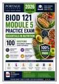 BIOD 121 Module 5 Practice Exam Essentials in Nutrition &vert; Portage &NewLine;Learning 100 Questions with Correct Answers & Expert Rationales 2026 &NewLine;Edition
