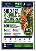 BIOD 121 Module 6 Practice Exam Essentials in Nutrition &vert; Portage &NewLine;Learning 100 Questions with Correct Answers & Expert Rationales 2026 &NewLine;Edition 