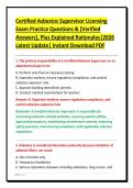 Certified Asbestos Supervisor Licensing&NewLine;Exam Practice Questions & &lbrack;Verified&NewLine;Answers&rsqb;&comma; Plus Explained Rationales&vert;2026&NewLine;Latest Update&vert; Instant Download PDF&NewLine;