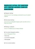 RADIOLOGY ACTUAL TEST QUESTIONS &NewLine;WITH VERIFIED ANSWERS COMPLETE &NewLine;EXAM REVIEW 
