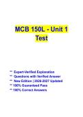 MCB 150L Unit 1 Microbiology Lab Study Guide with Practice Questions & Verified Answers &vert; Latest Exam Prep 2026&ndash;2027