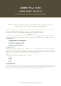 CBSPD FINAL EXAM 2026&sol;2027 ACTUAL TEST &vert; 100&plus; Questions & Correct Answers &vert; Sterile Processing Technician &vert; Pass Guaranteed - A&plus; Graded&NewLine;&NewLine;