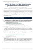 ARDMS SPI ACTUAL EXAM 2026&sol;2027 &vert; 150&plus; Questions & Correct Answers &vert; Sonography Principles & Instrumentation &vert; Pass Guaranteed - A&plus; Graded&NewLine;&NewLine;